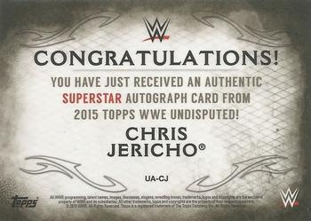 2015 Topps WWE Undisputed - Autographs Black #UA-CJ Chris Jericho Back