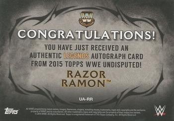 2015 Topps WWE Undisputed - Autographs Black #UA-RR Razor Ramon Back