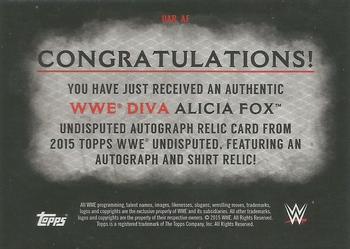 2015 Topps WWE Undisputed - Autographs Relics Gold #UAR-AF Alicia Fox Back