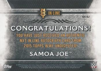 2015 Topps WWE Undisputed - NXT In Line Autographs #NA-SJ Samoa Joe Back