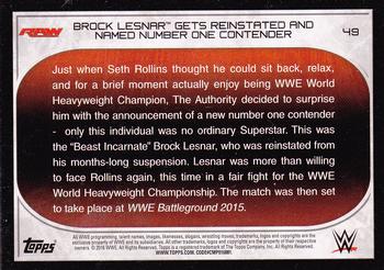 2016 Topps WWE Road to Wrestlemania - Bronze Border #49 Brock Lesnar Back