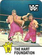 1988 WWF Hostess Wrestlemania IV Stickers #30 The Hart Foundation Front