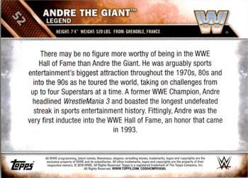 2016 Topps WWE - Bronze #52 Andre The Giant Back