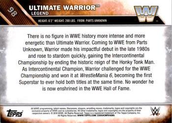 2016 Topps WWE - Bronze #98 Ultimate Warrior Back