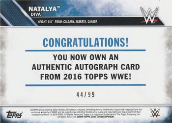 2016 Topps WWE - Autographs #NNO Natalya Back