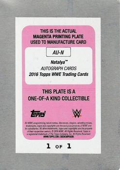 2016 Topps WWE - Autographs Printing Plate Magenta #NNO Natalya Back