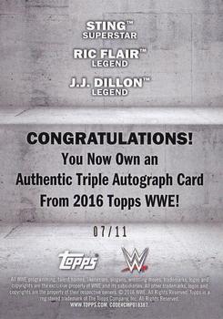 2016 Topps WWE - Triple Autographs #NNO Sting / Ric Flair / J.J. Dillon Back