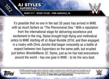 2016 Topps WWE Then Now Forever #102 AJ Styles Back