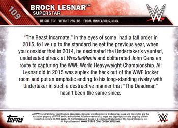 2016 Topps WWE Then Now Forever #109 Brock Lesnar Back