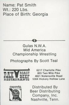 1979 Gulas/Rax Roast Beef Championship Wrestling #NNO Pat Smith Back
