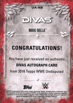 2016 Topps WWE Undisputed - Autographs #UA-NB Nikki Bella Back