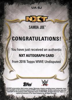 2016 Topps WWE Undisputed - Autographs #UA-SJ Samoa Joe Back