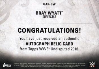 2016 Topps WWE Undisputed - Autographed Relic Bronze #UAR-BW Bray Wyatt Back