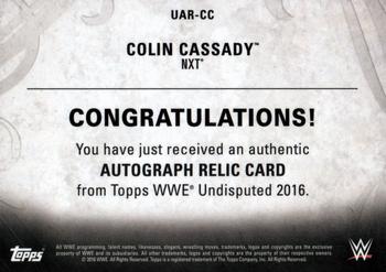 2016 Topps WWE Undisputed - Autographed Relic Bronze #UAR-CC Colin Cassady Back