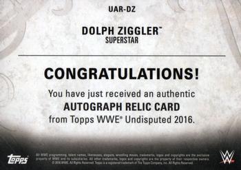 2016 Topps WWE Undisputed - Autographed Relic Bronze #UAR-DZ Dolph Ziggler Back