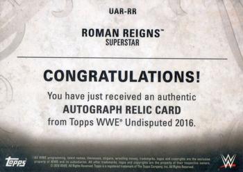 2016 Topps WWE Undisputed - Autographed Relic Bronze #UAR-RR Roman Reigns Back