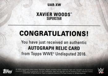 2016 Topps WWE Undisputed - Autographed Relic Bronze #UAR-XW Xavier Woods Back