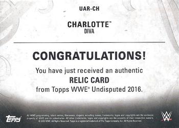 2016 Topps WWE Undisputed - Relic #UAR-CH Charlotte Back