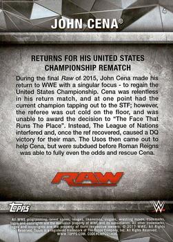 2017 Topps WWE Road To Wrestlemania #4 John Cena Back