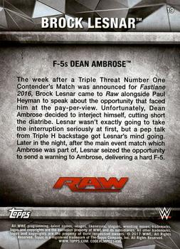 2017 Topps WWE Road To Wrestlemania #19 Brock Lesnar Back