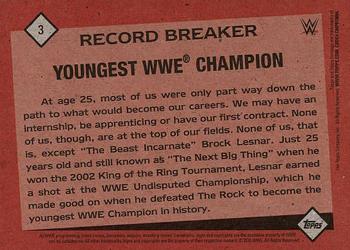 2016 Topps WWE Heritage - Record Breakers #3 Brock Lesnar Back