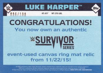 2016 Topps WWE Heritage - Survivor Series 2015 Mat Relic #NNO Luke Harper Back