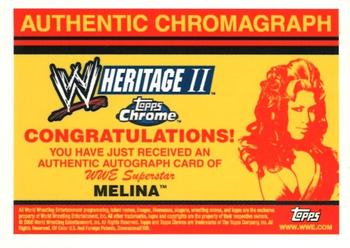 2007 Topps Chrome Heritage II WWE - Authentic Autographs #NNO Melina Back