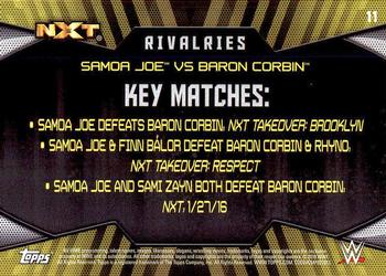 2016 Topps WWE Then Now Forever - Rivalries NXT #11 Baron Corbin / Samoa Joe Back