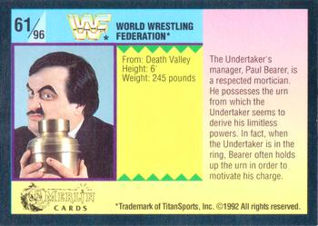 1992 Merlin WWF Gold Series Part 1 #61 Paul Bearer Back