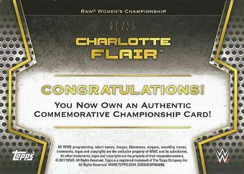2017 Topps WWE - Commemorative Championship Belt Relics Silver #NNO Charlotte Flair Back