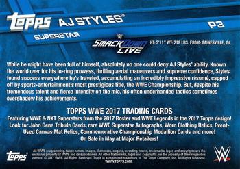 2017 Topps WWE - Promos #P3 AJ Styles Back