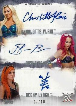 2017 Topps WWE Undisputed - Autographs Triple #UTA-CSB Charlotte Flair / Sasha Banks / Becky Lynch Front