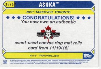 2017 Topps WWE Heritage - NXT Takeover: Toronto Mat Relics Blue #NNO Asuka Back