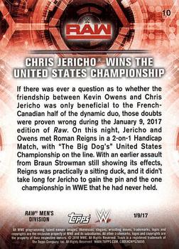 2018 Topps WWE Road To Wrestlemania #10 Chris Jericho Wins the United States Championship - Raw Back