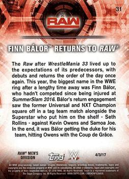 2018 Topps WWE Road To Wrestlemania #31 Finn Bálor Returns to Raw - Raw Back