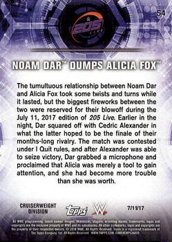 2018 Topps WWE Road To Wrestlemania #54 Noam Dar Dumps Alicia Fox - WWE 205 Live Back