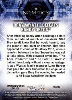 2018 Topps WWE Road To Wrestlemania #58 Bray Wyatt Defeats Randy Orton - No Mercy 2016 Back