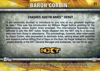 2017 Topps WWE NXT - Matches and Moments #21 Baron Corbin Crashes Austin Aries Debut Back