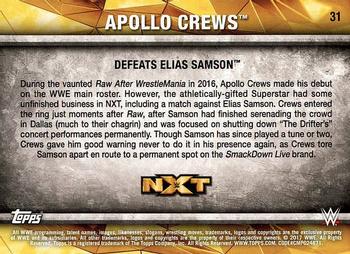 2017 Topps WWE NXT - Matches and Moments #31 Apollo Crews Defeats Elias Samson Back