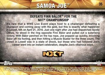 2017 Topps WWE NXT - Matches and Moments #35 Samoa Joe Defeats Finn Bálor for the NXT Championship Back