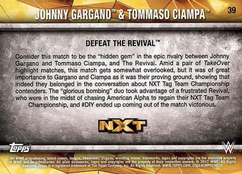 2017 Topps WWE NXT - Matches and Moments #39 Johnny Gargano & Tommaso Ciampa Defeat The Revival Back