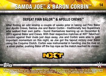 2017 Topps WWE NXT - Matches and Moments Bronze #14 Samoa Joe & Baron Corbin Defeat Finn Bálor & Apollo Crews Back
