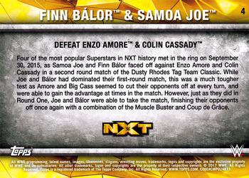 2017 Topps WWE NXT - Matches and Moments Blue #4 Finn Bálor & Samoa Joe Defeat Enzo Amore & Colin Cassady Back
