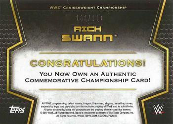2017 Topps WWE Then Now Forever  - Commemorative Championship Medallion #NNO Rich Swann Back