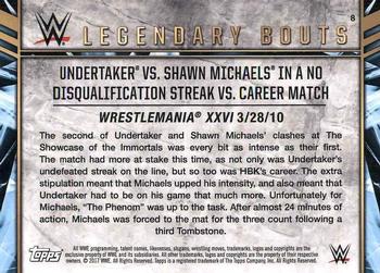2017 Topps Legends of WWE - Legendary Bouts #8 Undertaker vs. Shawn Michaels in a No Disqualification Streak vs. Career Match - WrestleMania XXVI Back
