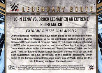 2017 Topps Legends of WWE - Legendary Bouts #9 John Cena vs. Brock Lesnar in an Extreme Rules Match - Extreme Rules 2012 Back
