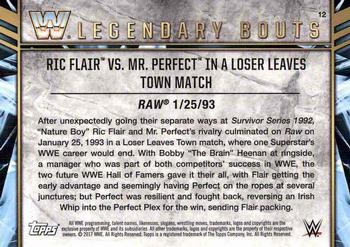 2017 Topps Legends of WWE - Legendary Bouts #12 Ric Flair vs. Mr. Perfect in a Loser Leaves Town Match - Raw, 1/25/1993 Back