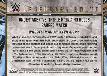 2017 Topps Legends of WWE - Legendary Bouts #15 Undertaker vs. Triple H in a No Holds Barred Match - WrestleMania XXVII Back