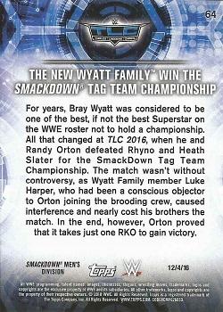 2018 Topps WWE Road To Wrestlemania - Bronze #64 The New Wyatt Family Win the SmackDown Tag Team Championship - TLC 2016 - 12/4/16 Back
