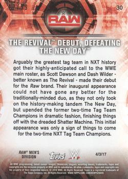2018 Topps WWE Road To Wrestlemania - Blue #30 The Revival Debut, Defeating The New Day - Raw - 4/3/17 Back